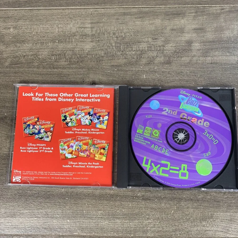 VTG Disney Pixar Buzz Lightyear 2nd Grade CD Rom For Windows/ Mac